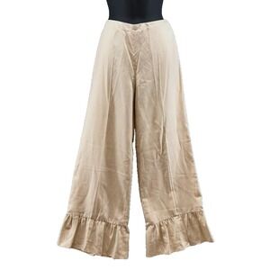 Gucci Ruffled Silk Flared Leg Pants Womens 42 Medium Ivory Career Business New